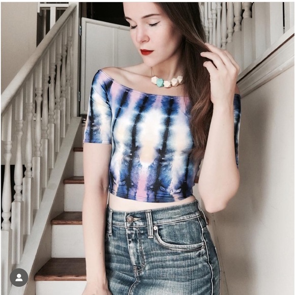 Black Milk Clothing size small to dye for off the shoulder crop - Picture 3 of 16